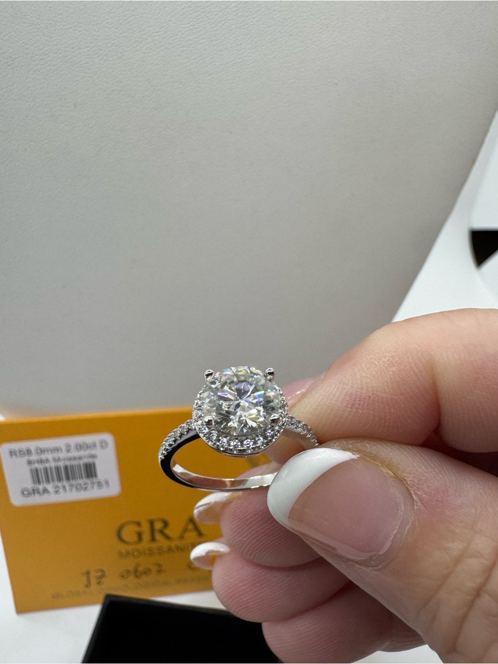 Classic Halo Moissanite Size 6 Engagement Ring in 925 Stamped Sterling SilverGRA